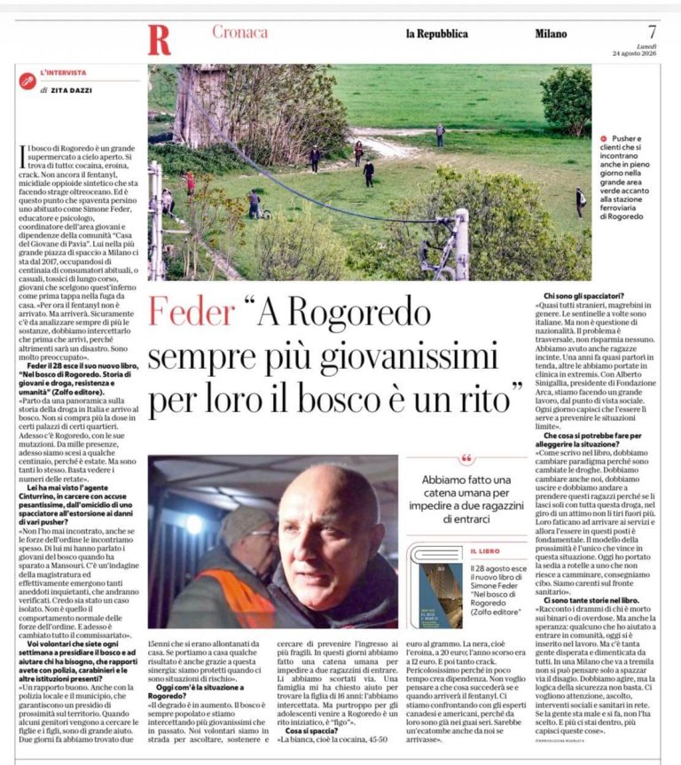 Feder: «A Rogoredo sempre più giovanissimi, per loro il bosco è un rito»